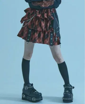 REFLEM 프릴 캉캉 스커트 Black x Red