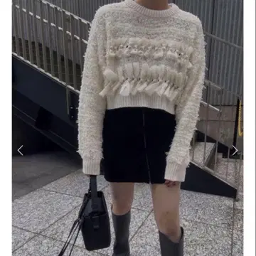 AMERI VINTAGE RIBBON TAPE SHORT KNITTOP