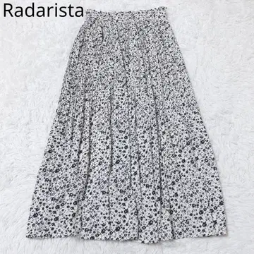 라다리스타 롱 스커트 플레어 미니 꽃무늬 깔끔한 블랙/화이트 L