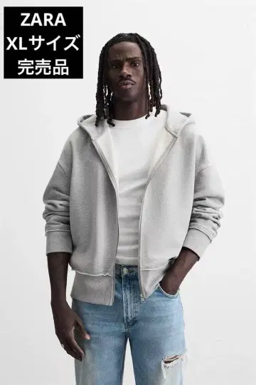 ZARA 자라 불규칙 마감 후드 부착 맨투맨 후디 XL