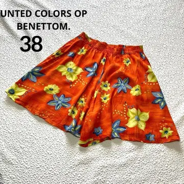 베네통 꽃무늬 팬츠 숏 기장 허리밴딩 편안함 홈웨어 Italy