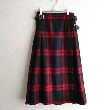 O'NEIL of DUBLIN 체크 울 롱 퀼트 스커트