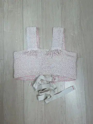 [ 새상품급 미사용 ] motley 핑크 뜨개질 뷔스티에