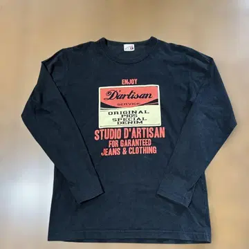 스튜디오 다치산 프린트 긴팔 티셔츠 롱T 블랙