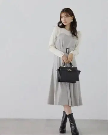 니트 도킹 트위드 원피스