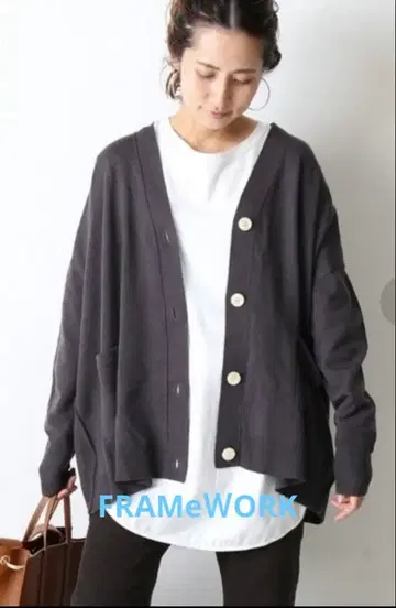 FRAMe WORK 프레임워크 V넥 빅 가디건 그레이