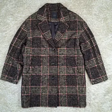 컨디션 최상 다마 컬렉션 알파카 모헤어 울 코트 체크