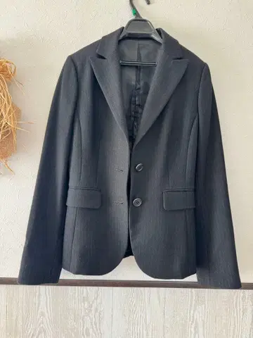 COMME CA ISM 울 x 스트라이프 테일러드 자켓 블랙