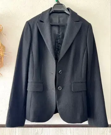 COMME CA ISM 울 x 스트라이프 테일러드 자켓 블랙