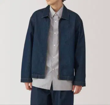 무인양품 와시콘 데님 자켓 집업 데님 블루종 더블 지퍼