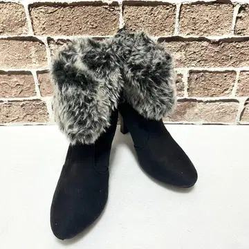 THEORIA 숏부츠 M 블랙 퍼 포함 핑힐 슬림 레그