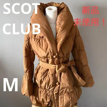 SCOT CLUB 브라운 다운 자켓 버튼 포함 벨트 포함 리본