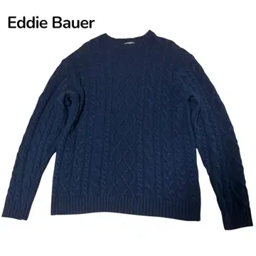 새상품급 Eddie Bauer 울 케이블 니트 네이비 L
