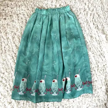 택 포함 새상품 axes femme 크림 소다 패턴 스커트 그린