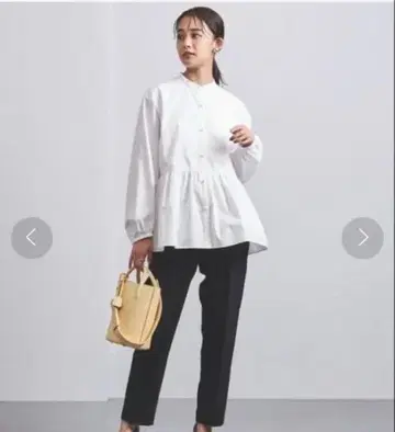 UNITED ARROWS 펄 모티브 개더 블라우스