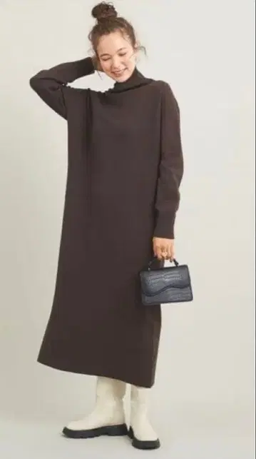 beauty&youth 터틀넥 니트 롱 원피스