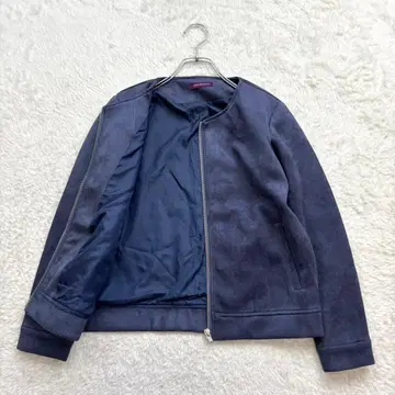 어반 리서치 [ F ] 네이비 노카라 자켓 집업 스웨이드풍