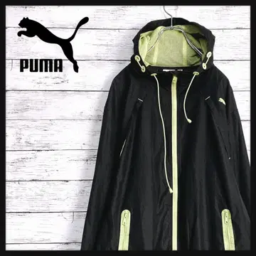 am5143 푸마 나일론 후드티 블랙 옐로우 그린 L 원 포인트