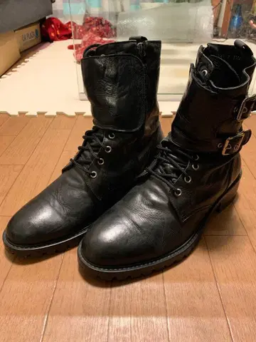 가죽 신발 밀리터리 부츠 백 지퍼 포함