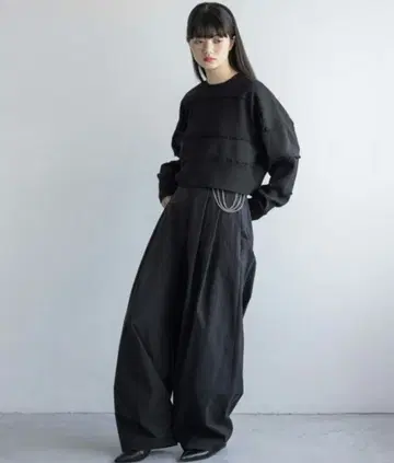 [ YUW ] 패널 멜로 니트 풀오버 블랙