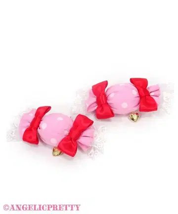 Angelic Pretty 캔디 팝 클립 빨간색 핑크