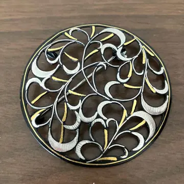 교토 전통 공예 나카지마 상감 시스루 당초 브로치 겸 펜던트 탑 2way