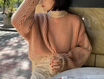 select MOCA 바이컬러 오버 리브 니트 니트