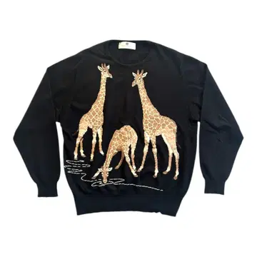 발렌타인 캐시미어 기린 니트 스웨터 크루 레어