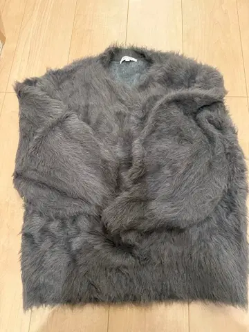 PLST 그레이 퍼 스타일 니트 스웨터 M