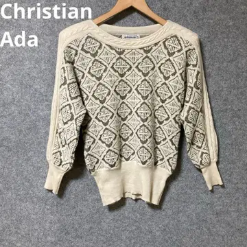 Christian Ada 기하학 패턴 아이보리 긴팔 니트 라메 믹스