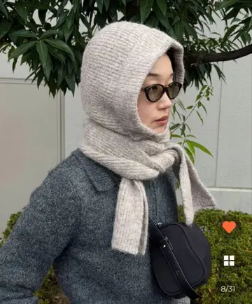 poik 발라클라바 후드 머플러 오트밀