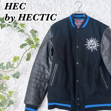 고품질 HEC by HECTIC 소매 가죽 바시티 자켓 블랙 남성용 M