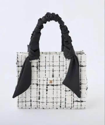 NICECLAUP 체크 무늬 트위드 토트백