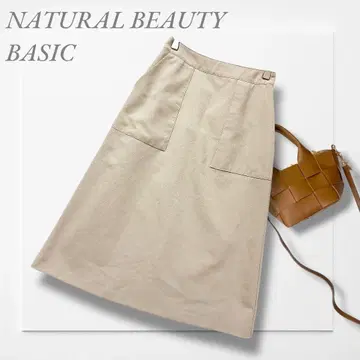 내추럴 뷰티 베이직 미디 기장 스커트(S) 베이지 성숙 캐주얼