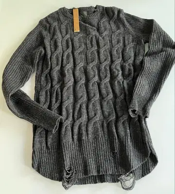 라운지 리자드 데미지 가공 크루넥 니트 사이즈 S 새상품