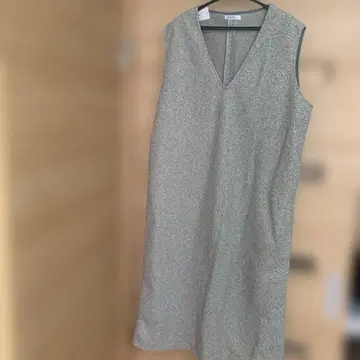 그레이 V넥 니트풍 원피스 복슬복슬 퍼지 점퍼 스커트 빅 사이즈