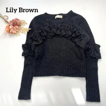Lily Brown 릴리 브라운 프릴 니트 풀오버 블랙