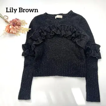 Lily Brown 릴리 브라운 프릴 니트 풀오버 블랙