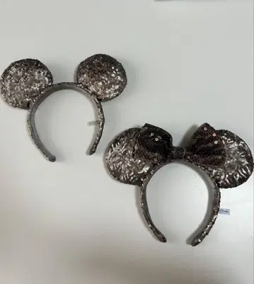 디즈니 머리띠 실버 스팽글