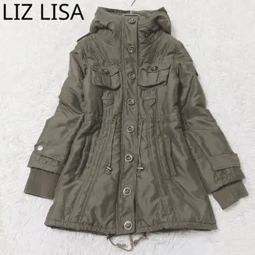 리즈리사 코트 카키 S~M 후드 포켓 부착 캐주얼 보아 소매 리브