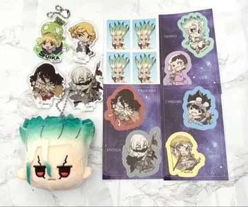 Dr.STONE 이시가미 센쿠 다이소 페이스 봉제 인형 키링 스티커