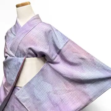 미착용 코몬 격자 구름 무늬 그라데이션 기모노 11 p ms