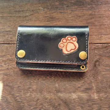 미들 사이즈 트래커 지갑 발바닥 고양이 손염색