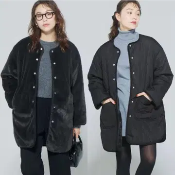 coca 워셔블 리버서블 퍼 퀼팅 미들 코트 M