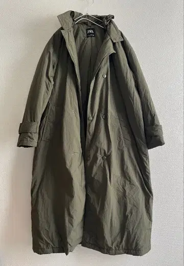 ZARA 충전솜 롱 코트 S 카키 빅 실루엣 저널 스탠다드