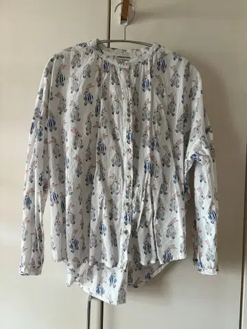 수입 토끼 패턴 소매가 봉긋한 블라우스