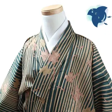 C34 치도리야 기모노 코몬 워셔블 기모노 화학 섬유 그린