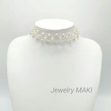 긴자 주얼리 마키 담수 펄 비즈 초커 실버 클로징