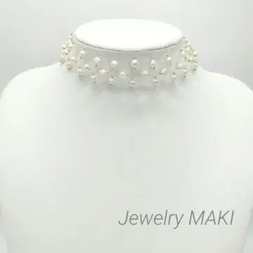 긴자 주얼리 마키 담수 펄 비즈 초커 실버 클로징