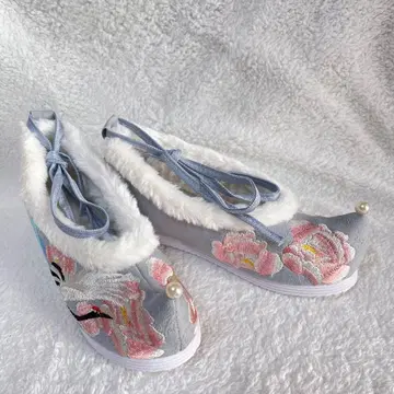 한복 신발 펄 자수 복슬복슬 신발끈